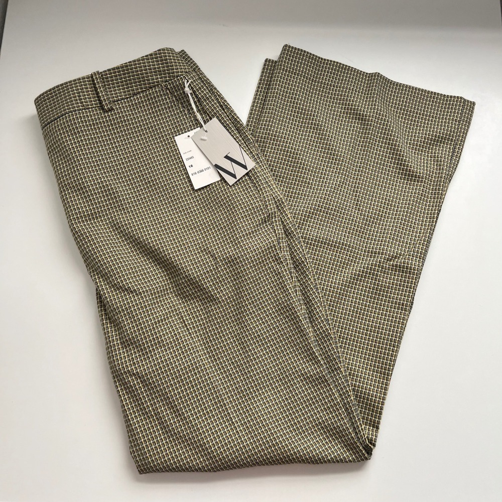 Worthington Women's Plaid Flare Leg Career Pants Size 16 NWT Micro Houndstooth